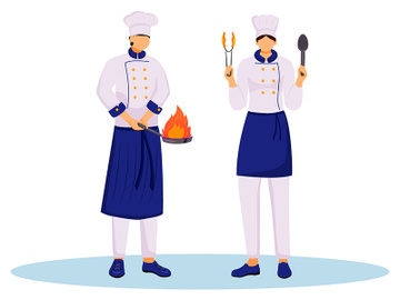 Chefs with cooking utensils flat color vector illustration preview picture