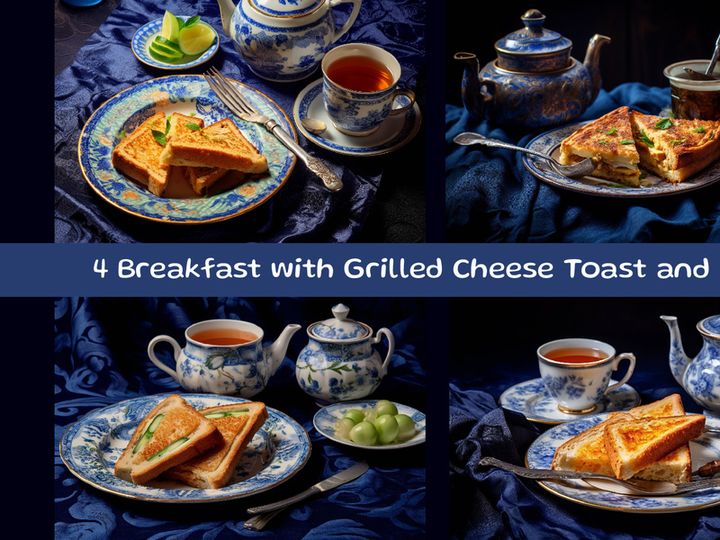 Breakfast with Grilled Cheese Toast and Tea