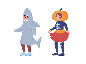 Kids costumes semi flat color vector character set preview picture