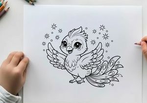 Cute winter owl flying snowflakes vector illustration flat design