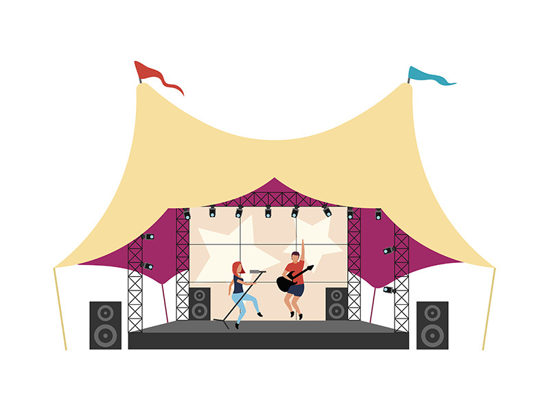 Music festival flat concept vector illustration
