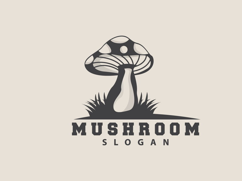 Mushroom Logo, Retro Minimalist Design