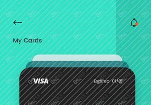 My cards screen with 3 options