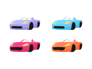Luxury cars flat color vector objects set preview picture