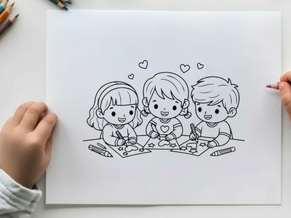 Children baking cookies together flat design vector illustration