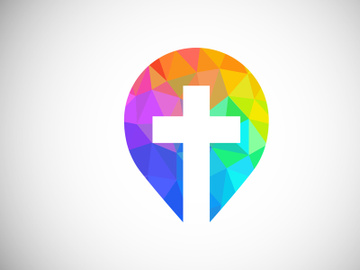 Low poly style church logo. Christian sign symbols. The Cross of Jesus preview picture