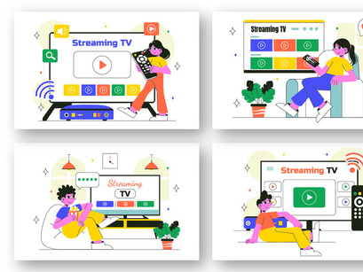 10 Online Subscription Streaming TV Illustration