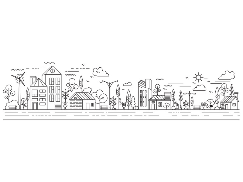 City Building Line art illustration