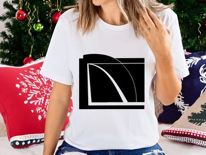 Abstract geometric design with curved lines and rectangular shapes in black and white