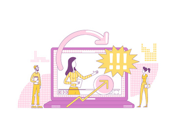 Product review video thin line concept vector illustration preview picture