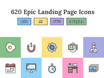 620+ Flat landing page icons preview picture