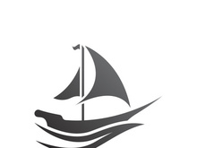 Sailboat boat on sea ocean wave with logo design simple ship