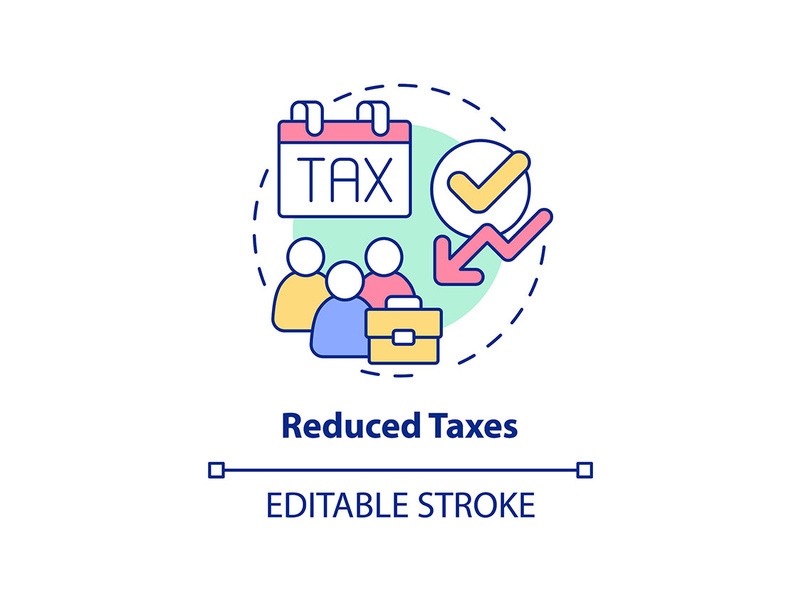 Reduced taxes concept icon