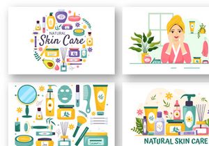 14 Natural Skin Care Vector Illustration