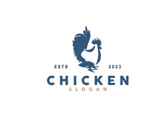 Chicken Logo, For Roast Chicken Restaurant, Farm Vector, Simple Minimalist Design For Restaurant Food Business