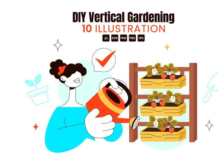 10 DIY Vertical Gardening Illustration