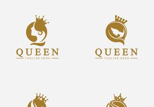 Beautiful face queen icon logo.for queen logo.Beauty woman hair salon golden logo. cosmetic, skin care business logo