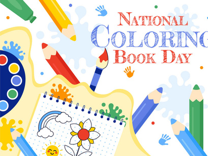 10 National Coloring Book Day Illustration
