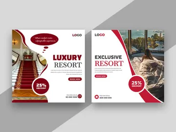 Luxury Hotels Social Media Post Banner Template preview picture