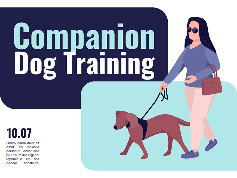 Companion dog training banner flat vector template