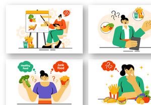 9 Healthy vs Unhealthy Food Choice Illustration