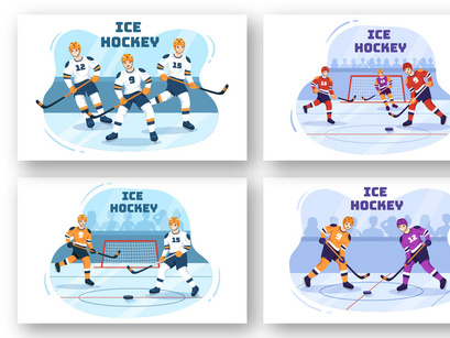 17 Hockey Player Sport Illustration