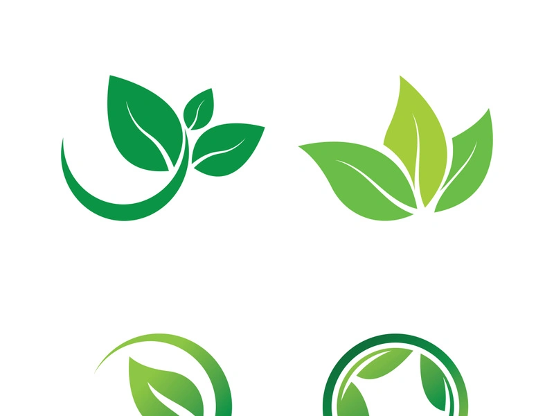 Logos of green tree leaf ecology nature element vector