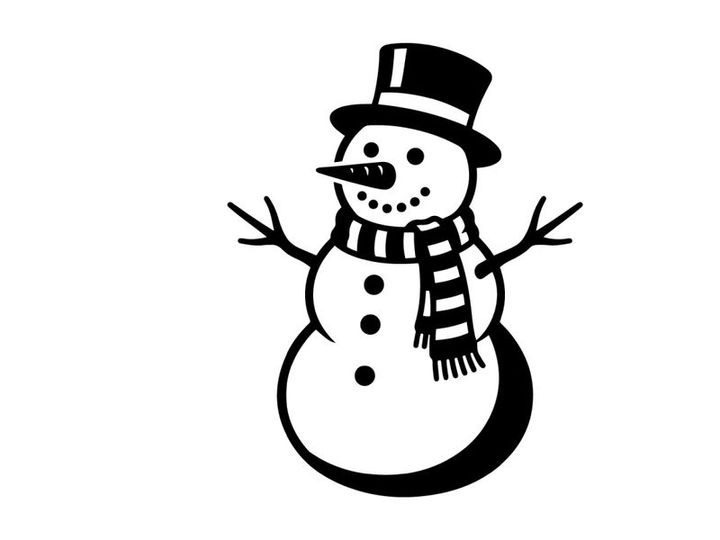 Cute Snowman with Top Hat and Scarf for Winter Holiday Decor
