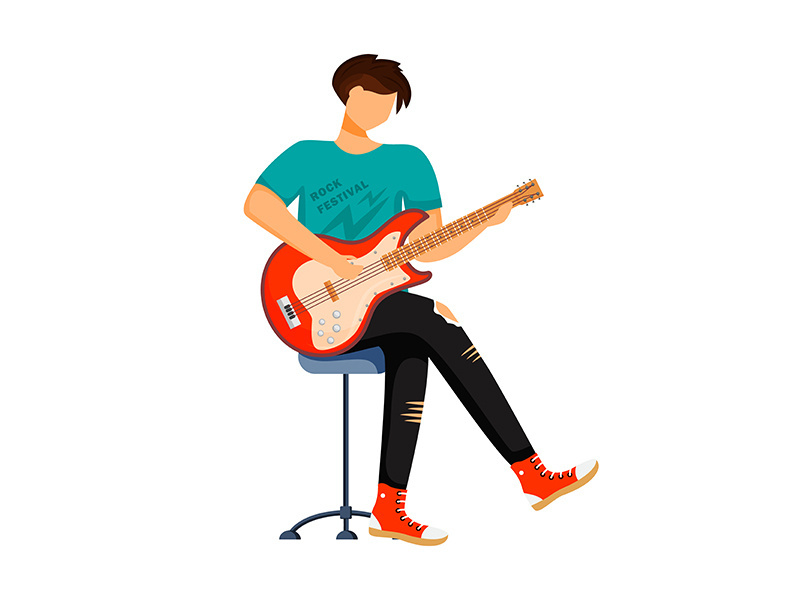 Guitarist flat color vector illustration