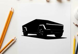 Silhouette of a futuristic electric vehicle tesla cybertruck