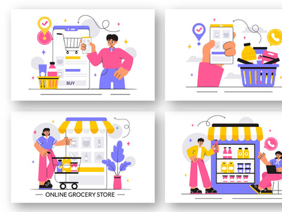 10 Online Grocery Store Illustration