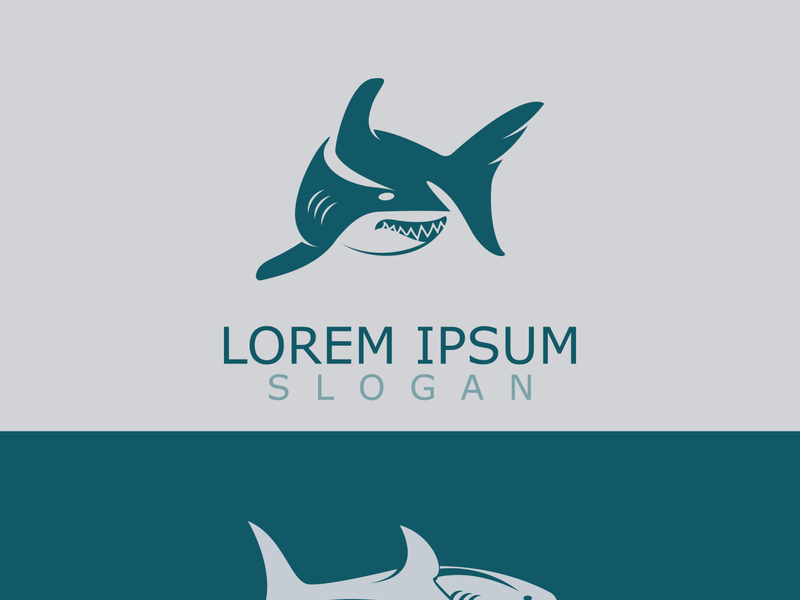 Shark Logo animal sea design icon vector silhouette template