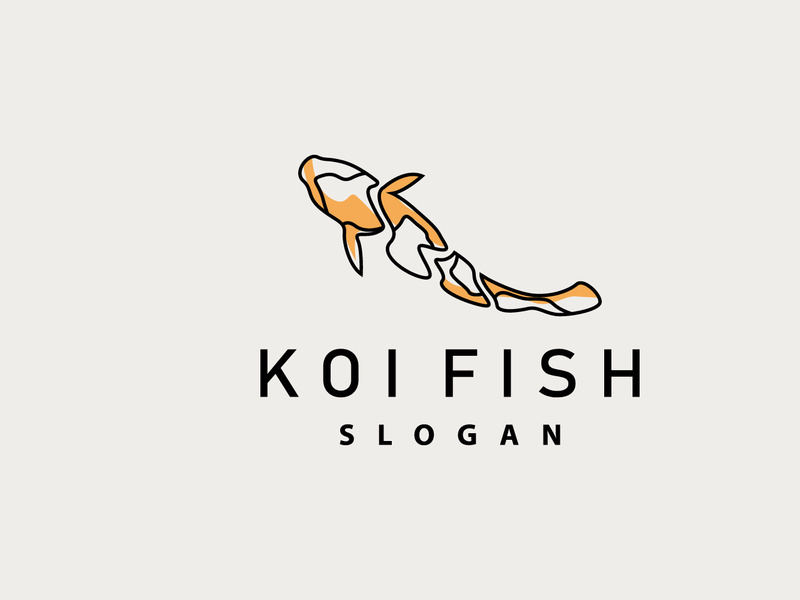 Koi Fish Logo Design, Ornamental Fish Vector