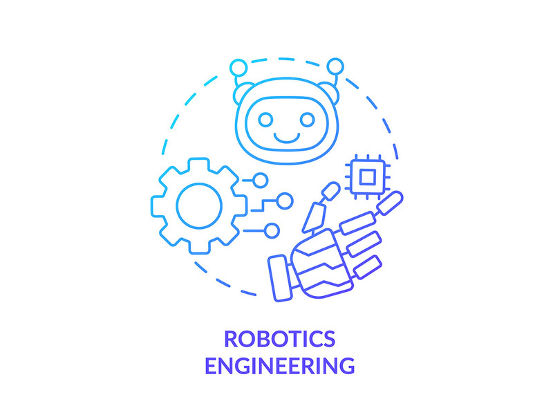 Robotics engineering blue gradient concept icon