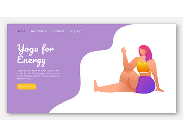 Yoga for energy landing page vector template preview picture