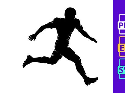 A silhouette of a man running quickly in a dynamic sprinting motion