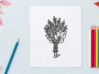 Hand-drawn wheat sheaf bundle tied with twine. Rustic harvest illustration for autumn and fall celebrations.
