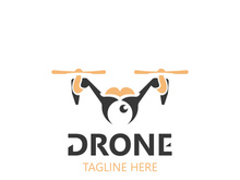 Drone aerial with camera vector template icon. logo photography drone vector. quadcopter flat style illustration