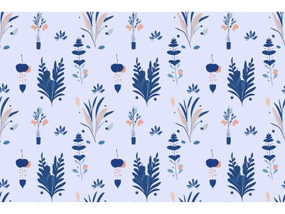 Abstract Trendy Exotic Jungle Plants Pattern