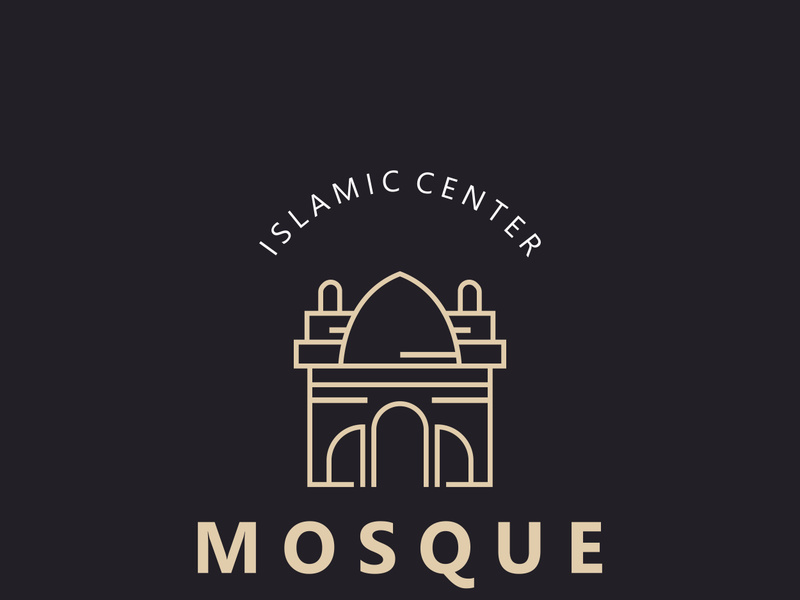 Mosque Logo design, simple islamic architecture, emblem symbol islamic center vector template