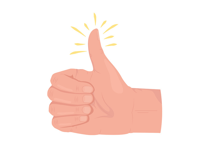 Positive feedback semi flat color vector hand gesture