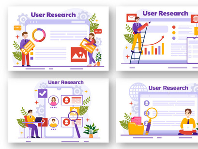 12 User Research Vector Illustration