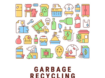 Garbage recycling abstract color concept layout with headline preview picture
