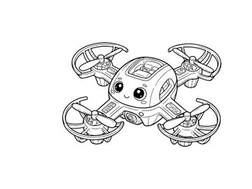 Cute robot drone flying vector illustration flat design preview picture