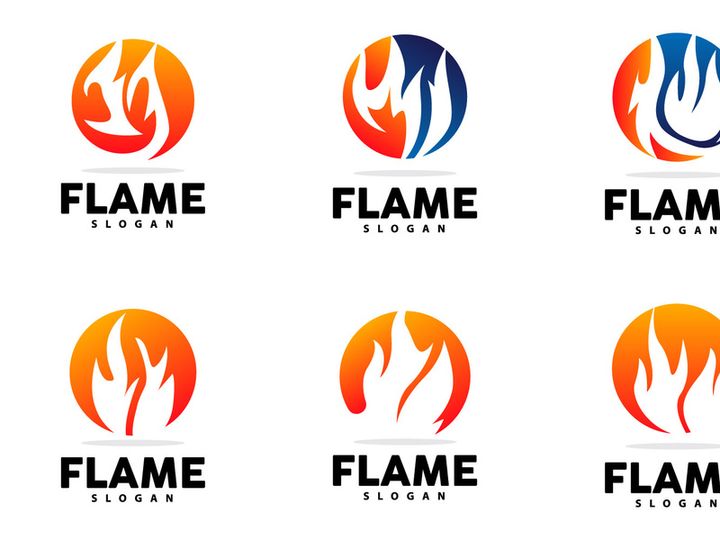 Red Flame Logo, Burning Heat Fire Vector