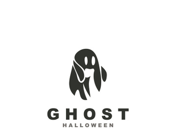 Halloween spooky ghost character in flat style isolated template design preview picture