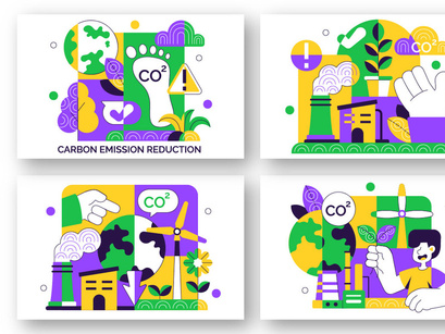 10 Carbon Footprint Reduction Illustration