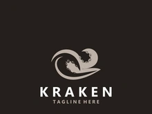 Kraken Octopus logo vintage ocean animal illustration template