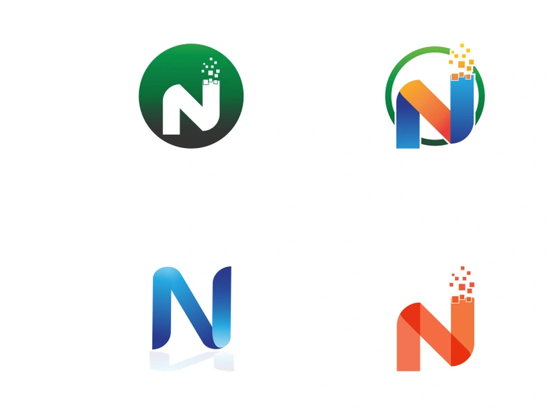 Abstract logo initial letter N geometric elements. Elegant, minimalist, creative and modern logo template. Identity sign, brand and business card.