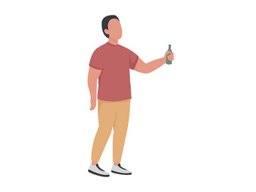 Male with alcohol bottle semi flat color vector character preview picture
